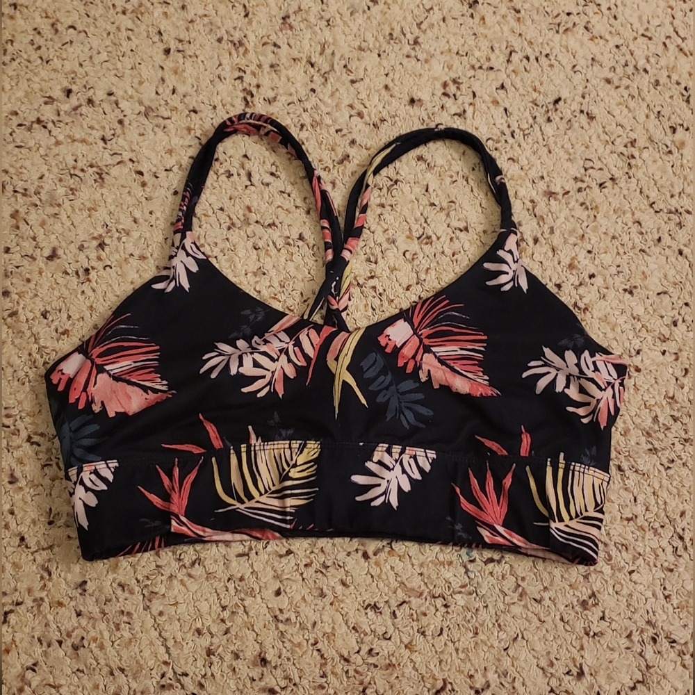 JoyLab Floral Print Bra - Black and Pink